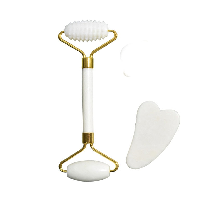 Natural Jade Roller Guasha Skin Scraper Facial Set Facial Stone Firming Face Anti-Aging Puffy Eyes Massager Neck Anti Wrinkle