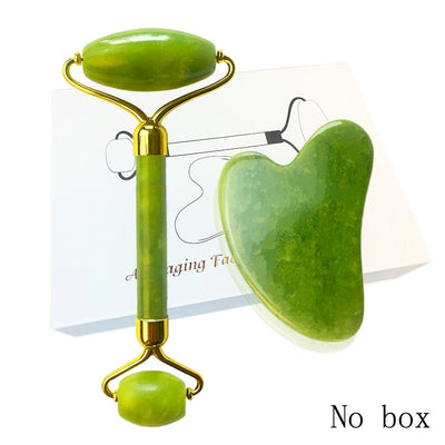Natural Jade Roller Guasha Skin Scraper Facial Set Facial Stone Firming Face Anti-Aging Puffy Eyes Massager Neck Anti Wrinkle