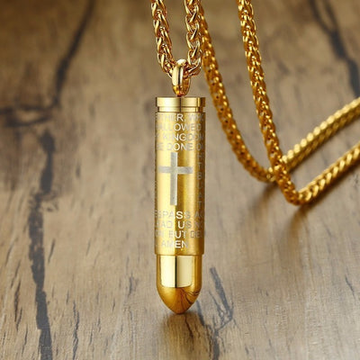 Vnox Openable Bullet with English Bible Cross Pendants