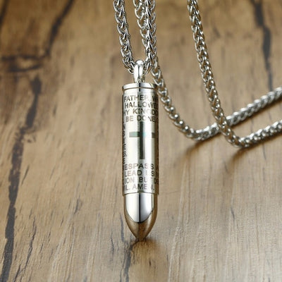 Vnox Openable Bullet with English Bible Cross Pendants