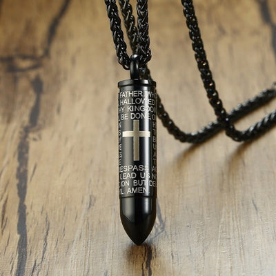 Vnox Openable Bullet with English Bible Cross Pendants